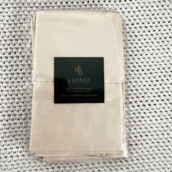 Lauren Ralph Lauren Vintage Estate Sateen Sheet Beige Sand Dune Twin Sheet Set - Picture 5 of 9